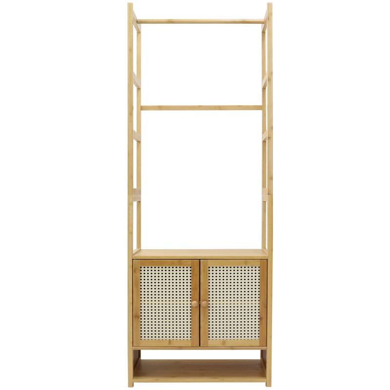Bamboo Garment Rack with Clothes Rail Storage Organiser Freestanding - 21" x 13" x 66"