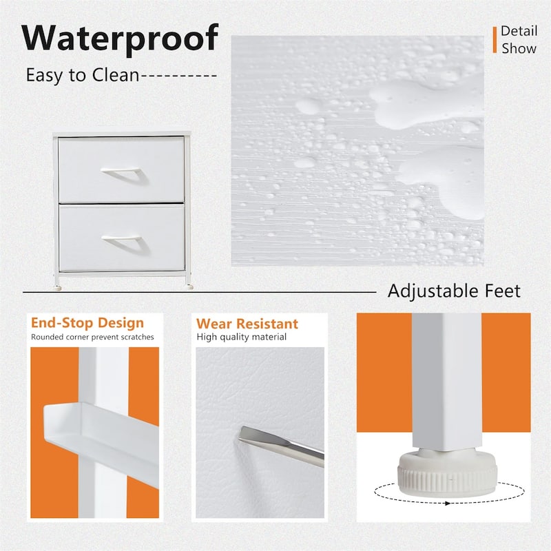 Nightstand Set of 2, Side Table with 2 Fabric Drawers, End Table, Bedside Table , Night Stand for Bedroom