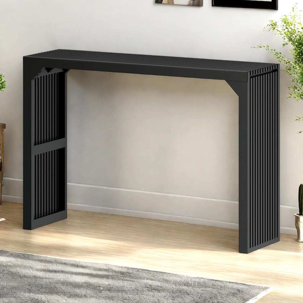 46" Solid Wood Console Table with Grille Design and 250lbs Weight Capacity