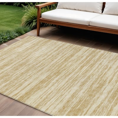 HomeRoots Abstract Modern Rectangle Outdoor Rug
