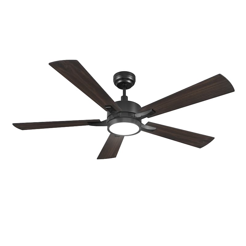 CARRO Elliott 56" 5-Blade Smart Ceiling Fan with Light and Remote - Black/Walnut