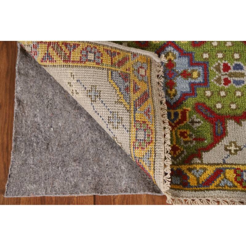 Geometric Beige Kazak Oriental Rug Hand-Knotted Wool Carpet - 2'7"x 6'1"