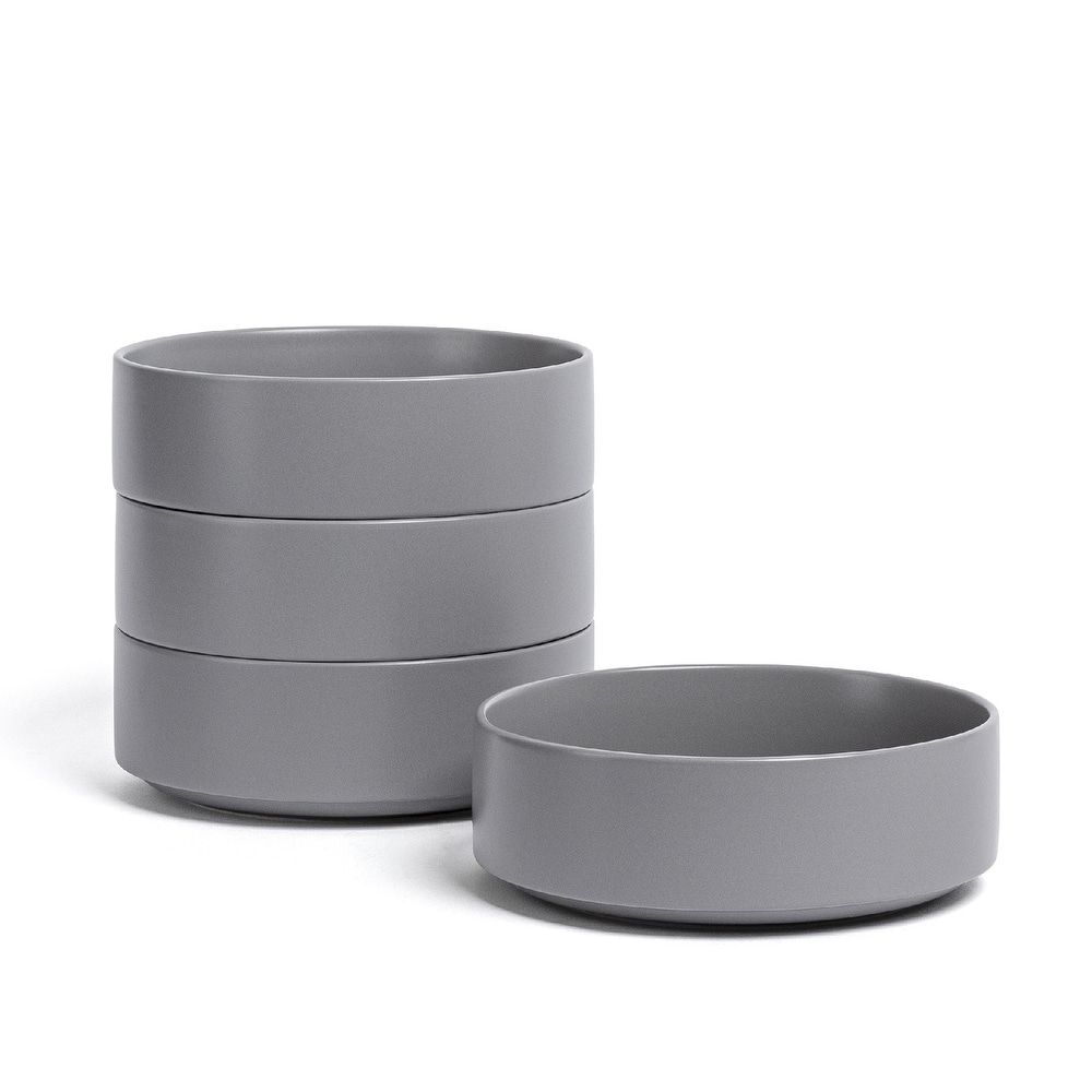 over&back Stackable 25oz Semi-Matte Stoneware Cereal Bowls