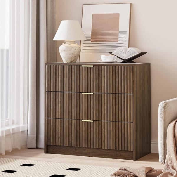 ribbed wood dresser LIKIMIO Grooved Wood Dresser (59) Black