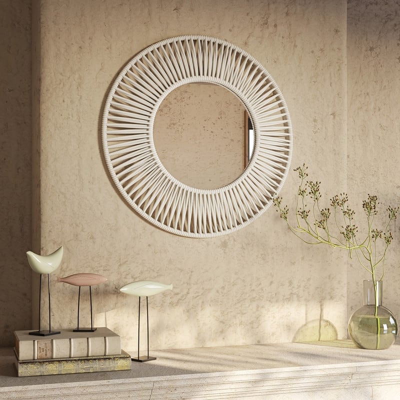 Liliana Round Boho Wide Frame Wall Mirror - 23.5"H x 23.5"W x 1"D
