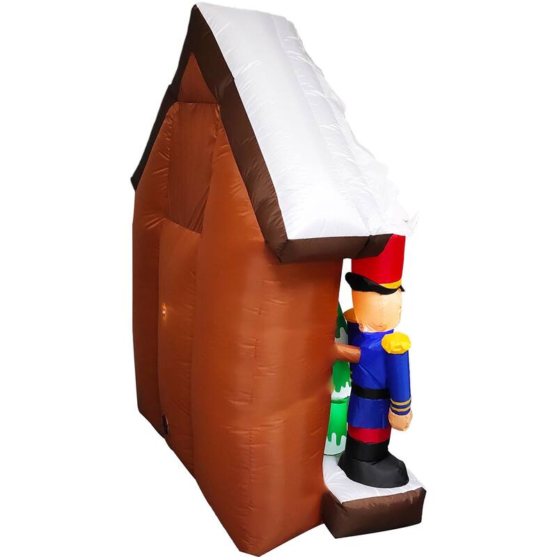 Fraser Hill Farm 6-Ft. Tall Prelit Santa Nutcracker Cuckoo Clock Inflatable with Music