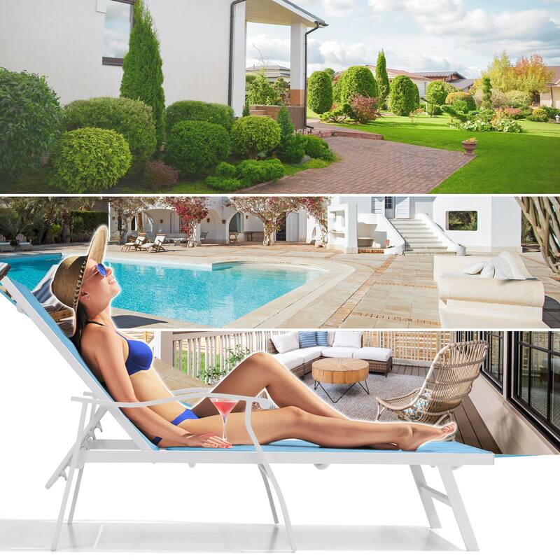VredHom Outdoor Aluminum Adjustable Chaise Lounge (Set of 2)