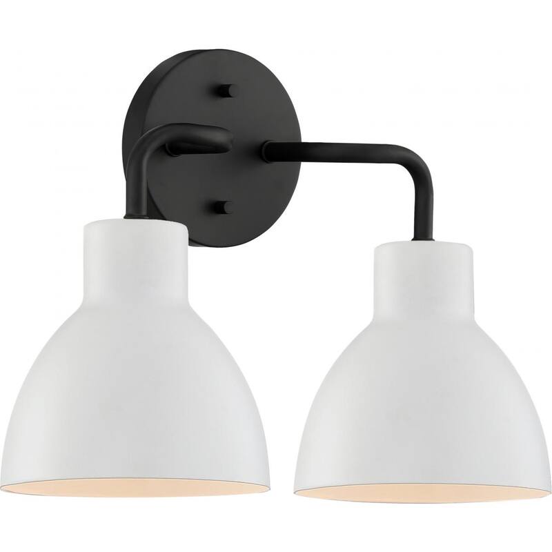 Sloan 2 Light Vanity; Matte Black Finish with White Shade