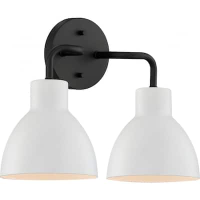 Sloan 2 Light Vanity; Matte Black Finish with White Shade