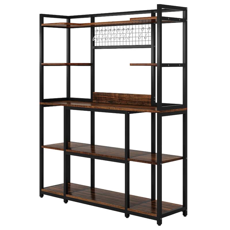 55" Baker's Rack 5-Tier Kitchen Storage Shelf Rustic Brown