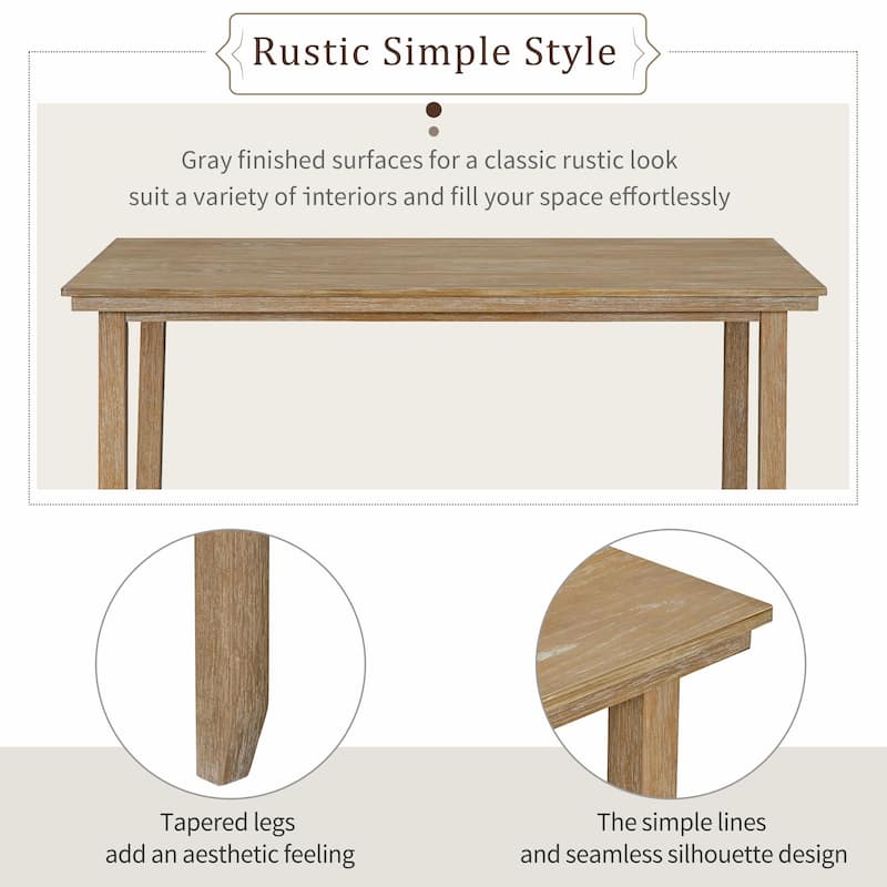 Rustic Wood Dining Set with Table, Chairs, and Bench - Set of 6