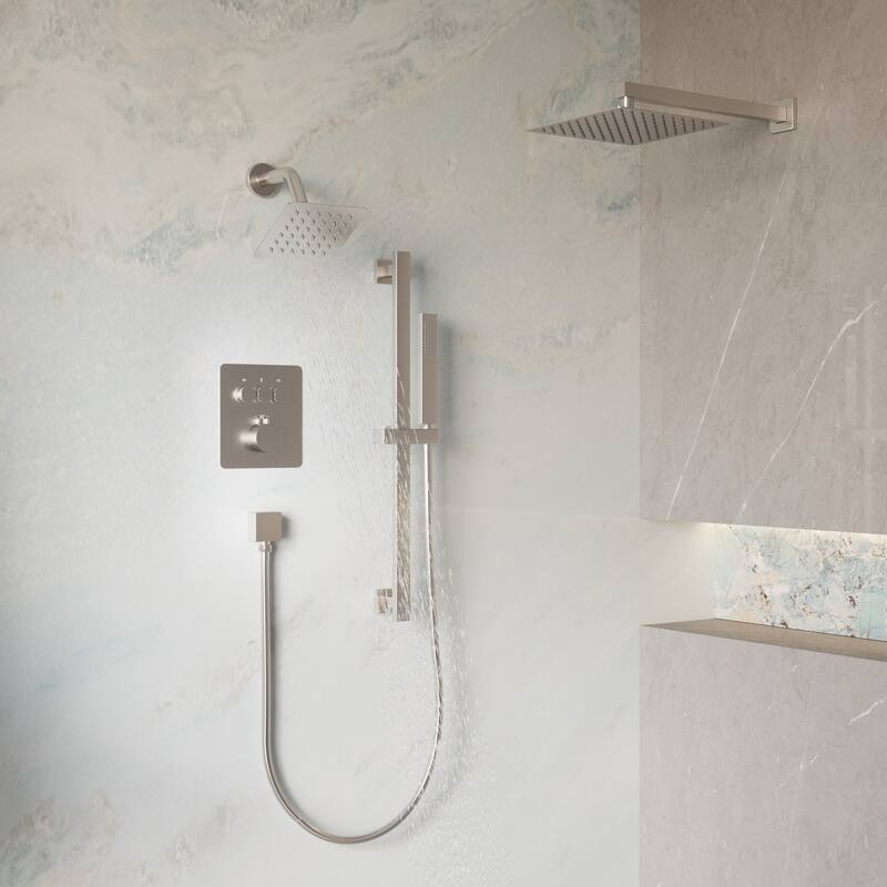3-Function Dual Shower System With 10in. Square Shower Head With Hand Shower(Valve Included)