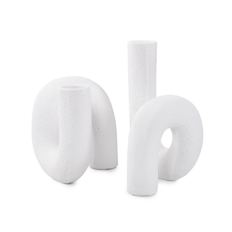 White Abstract Curved Tube Vase Tall