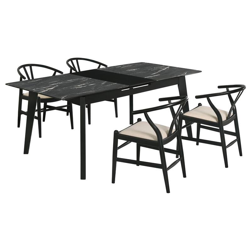 Crestmont Black Rectangular Dining Set with Extension Leaf