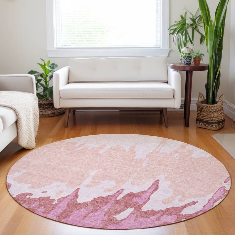 Machine Washable Indoor/ Outdoor Modern Abstract Chantille Rug