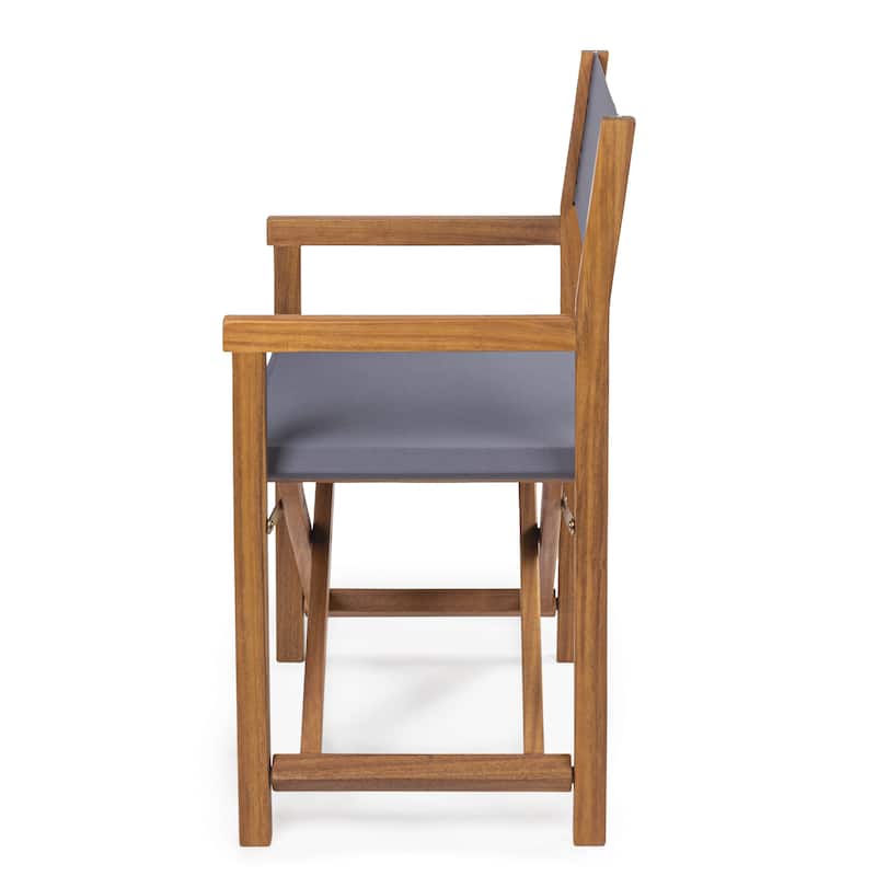 Waldo Classic Vintage Outdoor Acacia Wood Folding Director Chair with Canvas Seat, (Set of 2) by JONATHAN Y