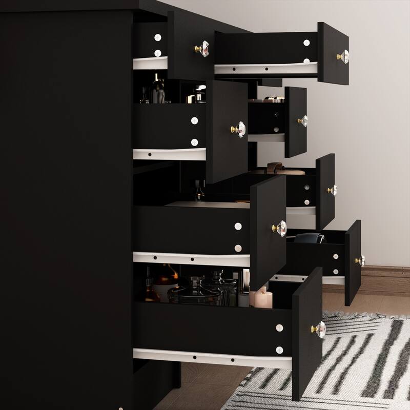 Makeup Vanity with 3-Color Lighted Mirror, Large Vanity Table Dressing
