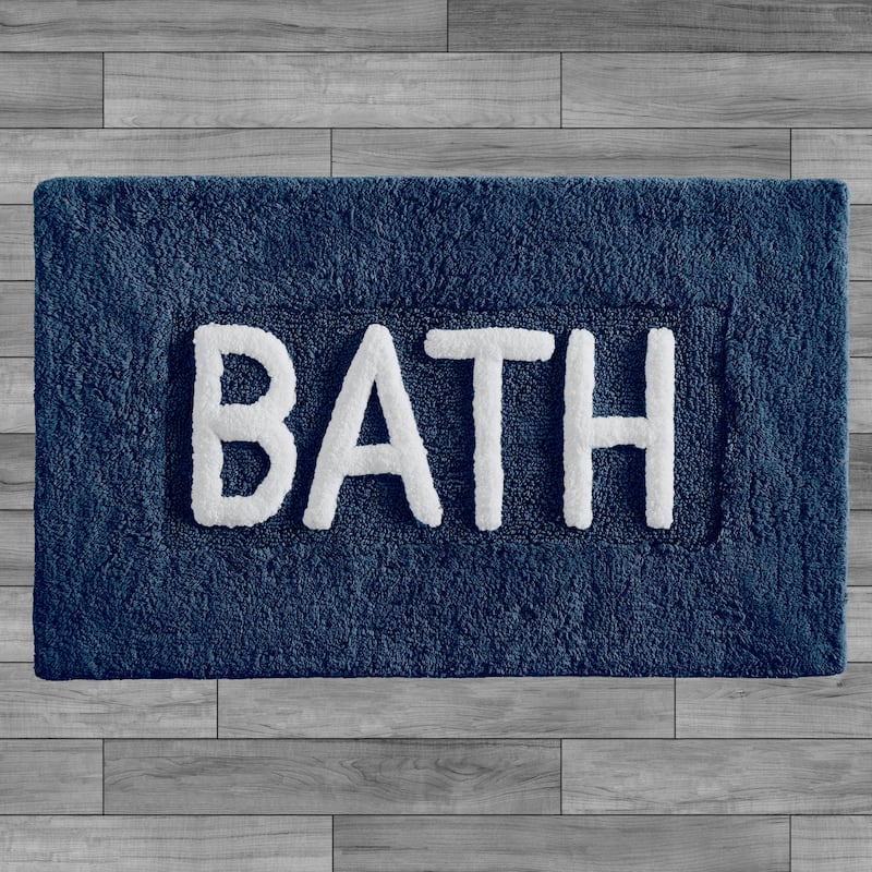 Jean Pierre Novelty Cotton "BATH" 21 x 34 in. Rug - Navy