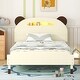 preview thumbnail 2 of 7, Twin Size Wood Platform Bed with Bear-Shaped Headboard, Motion Activated Night Lights, and Wooden Support
