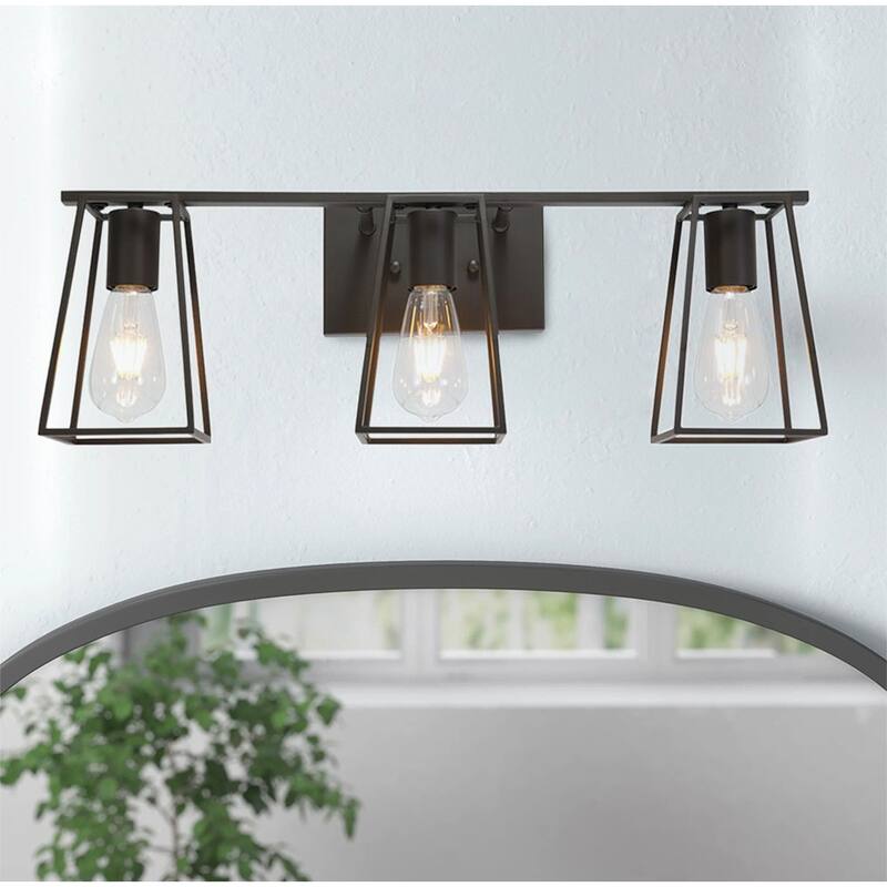 Modern 3-Light Over Mirror Vanity Lighting With Metal Frame Design - 3-Light: 25.98"