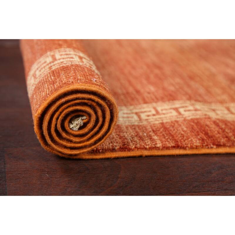 Orange Bordered Gabbeh Kashkoli Oriental Runner Rug Wool Hand-knotted - 2'7" x 9'1"