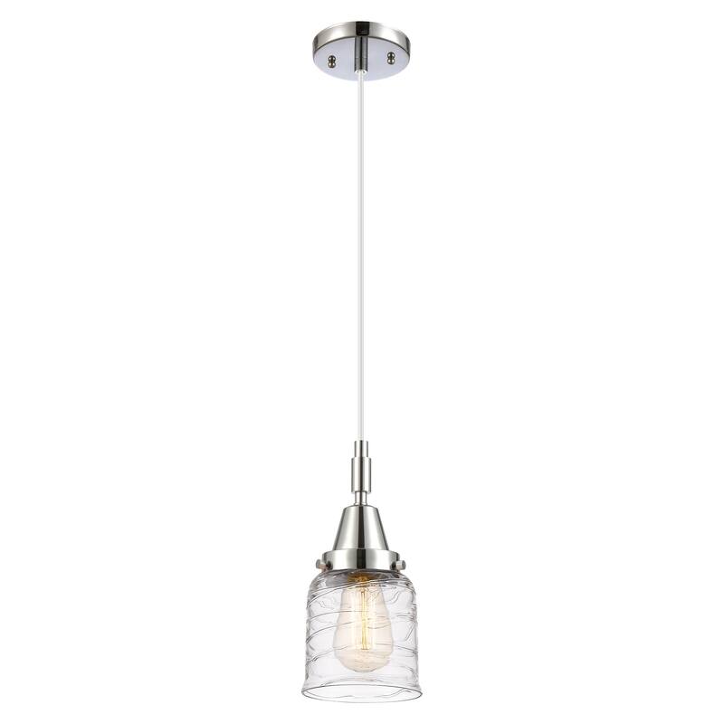 Innovations Lighting Downtown Urban - Caden Bell - 1 Light 5" Cord Hung Mini Pendant - Polished Chrome/Clear Deco Swirl Shade