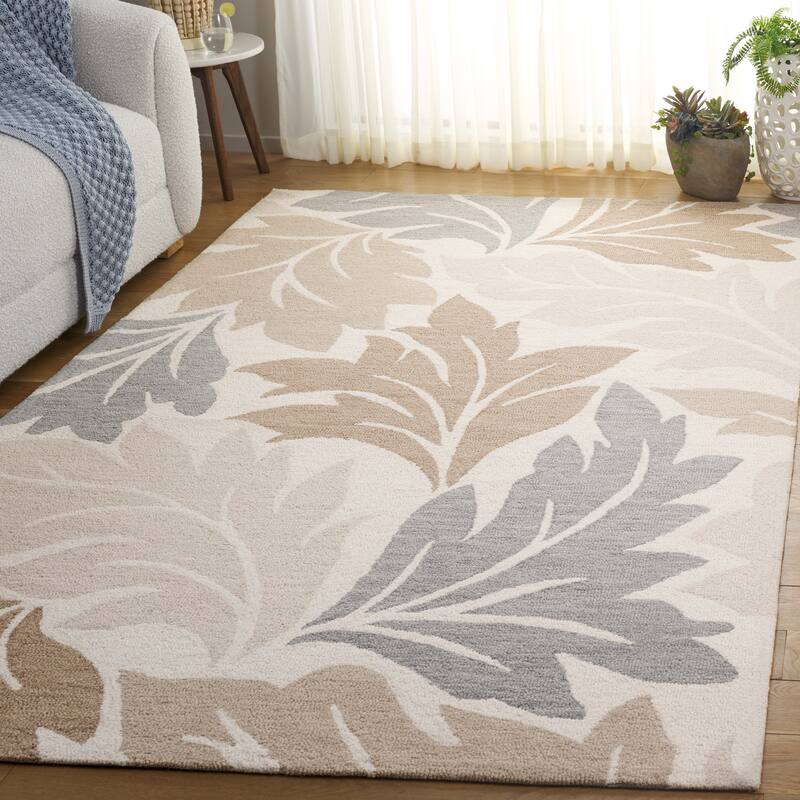 SAFAVIEH Handmade Jardin Jappe Country Botanical Wool Rug - 8' x 10' - Ivory/Brown
