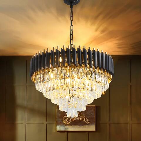 8-Lights Contemporary 5-Tier Round Chandelier With Crystal Accents