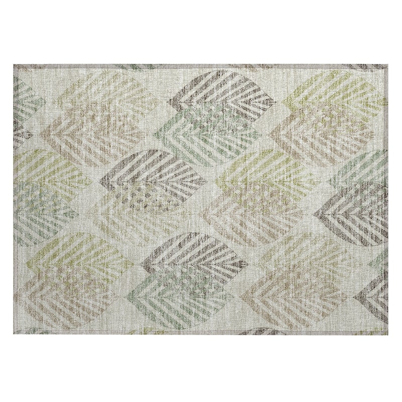 Machine Washable Indoor/ Outdoor Chantille Casual Palm Leaf Rug