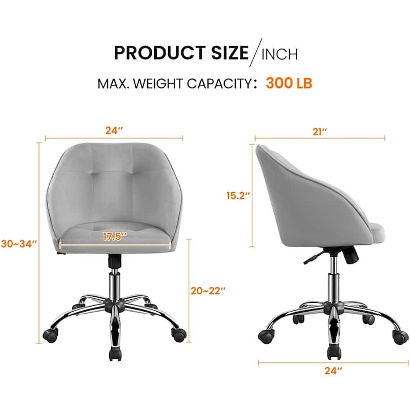 Yaheetech Desk Chair for Home Office, Height Adjustable 360°Swivel Computer Chair