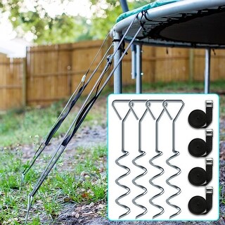 Universal Trampoline Tie Down Anchor Kit Galvanized Outdoor Steel Stakes Straps 
