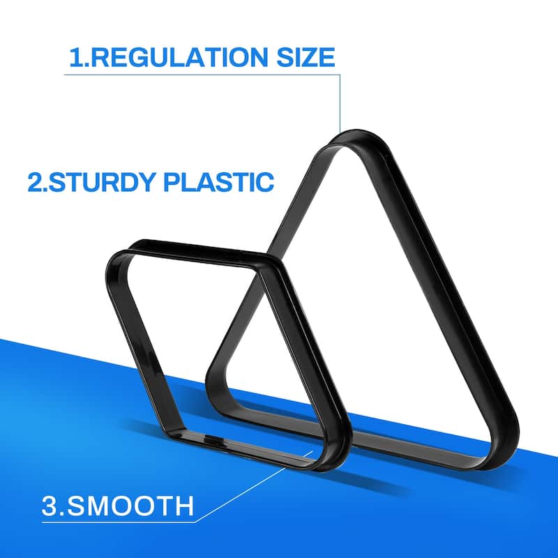 GSE™ Black Plastic Billiard 8-Ball Triangle/9-Ball Diamond Pool Ball Racks for 2-1/4" Pool Balls