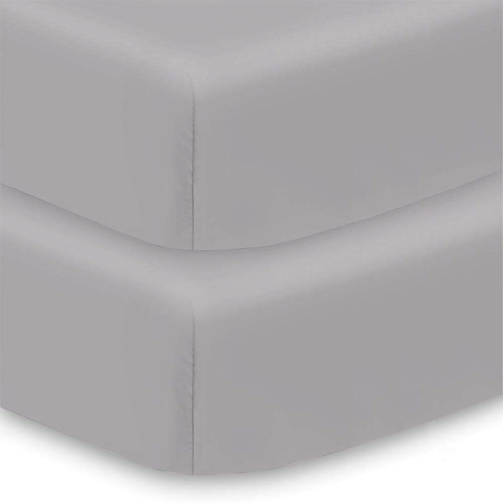 BreathableBaby Cotton Percale Fitted Sheet, For 52" x 28"/132 x 71 cm Crib & Toddler Bed Mattress, Solids (2-Pack)