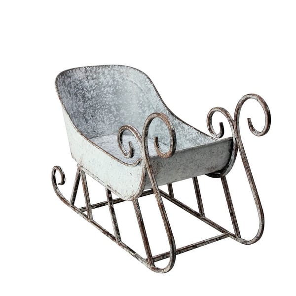 Shop 14 Rustic Galvanized Metal Christmas Sleigh Tabletop Decoration Overstock 23178146