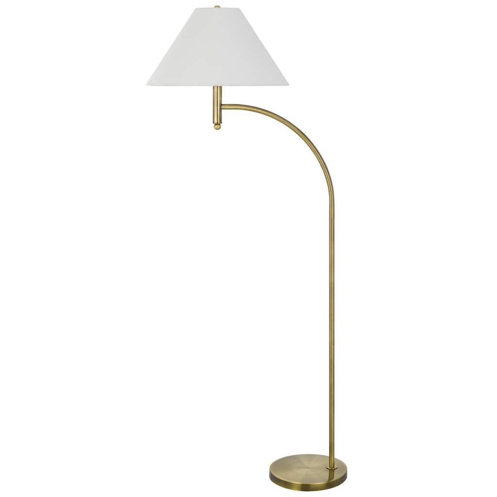 150W 3 way Groton metal mini arc floor lamp with hardback fabric shade - One Size
