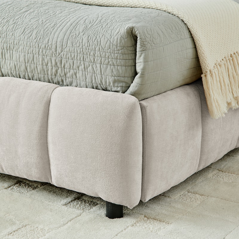 King Size Upholstered Bed ,Comfortable Upholstered Bed Frame,With Headboard And Solid Bed Frame,With Drawer For Storage