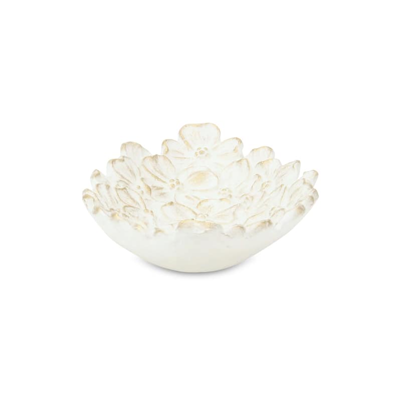 Khilov Flower White and Gold Long Cast Iron Dish