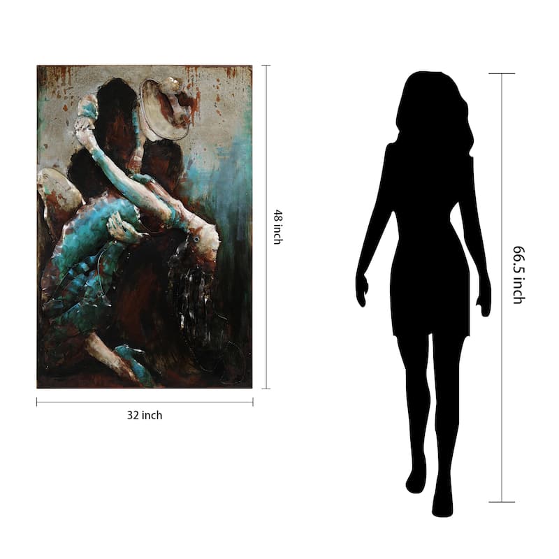 "Ballroom Dancers" Mixed Media Iron Hand Painted Dimensional Wall Art