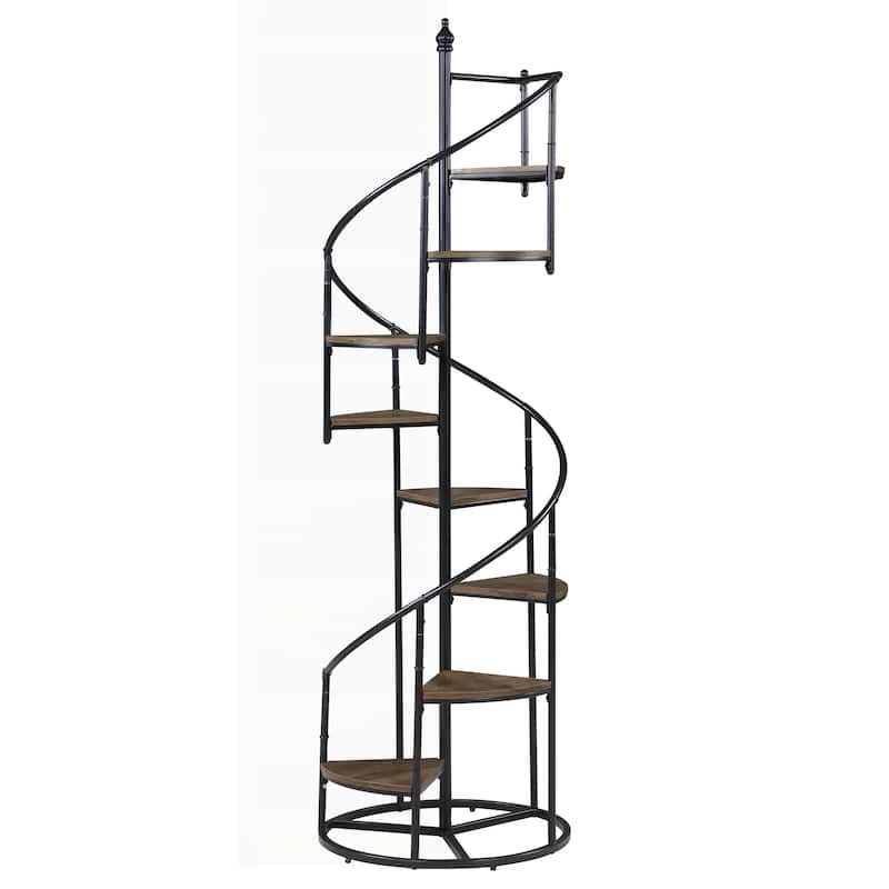 Unique Rustic Industrial Bookshelf with Spiral Design and Multiple Shelves for Versatile Storage