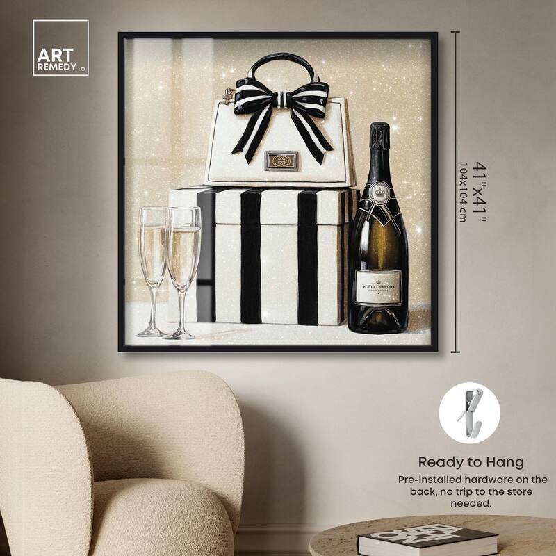 Black and White Striped Glam Shadowbox by Art Remedy