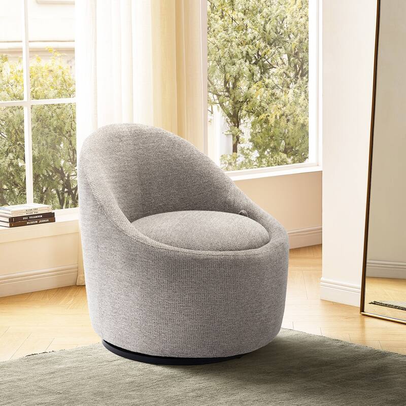 Swivel Accect Chair with Hidden Storage Upholstered Fabric Chair - 1 PCS - Light Grey