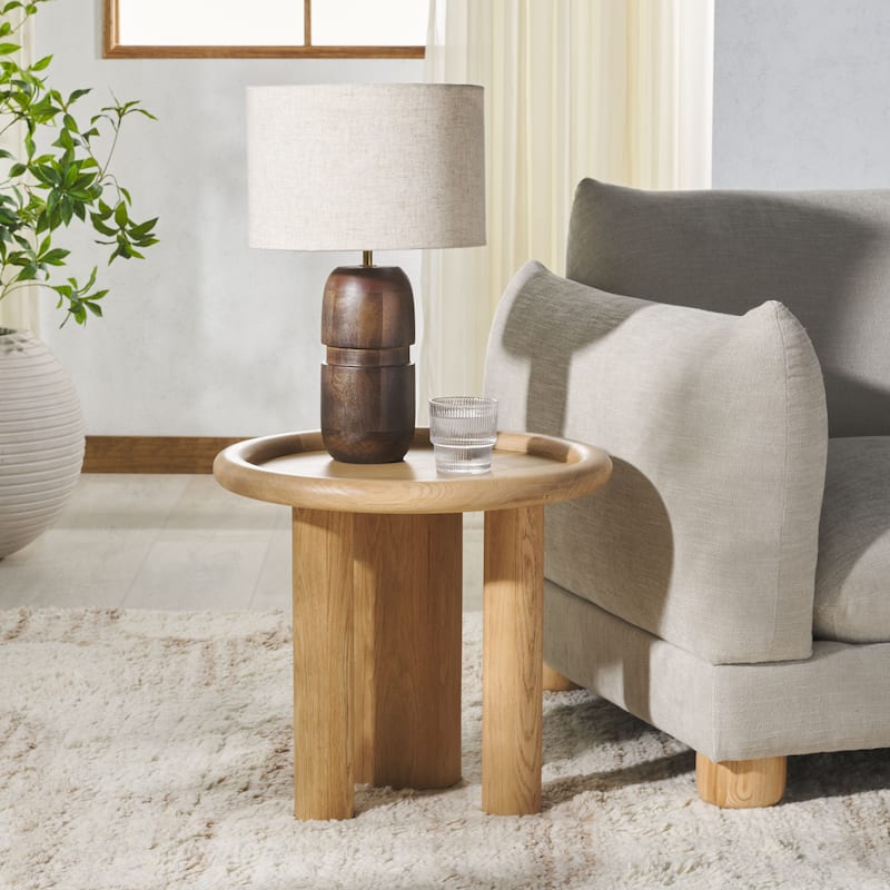 SAFAVIEH Couture Madelynn Round Wood Accent Table - 20"W x 20"D x 18"H - Natural