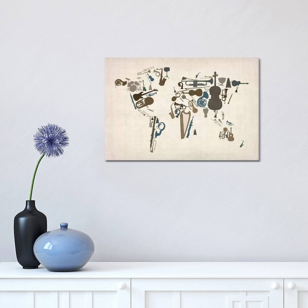 iCanvas "Musical Instruments Map of the World" by Michael Tompsett Canvas Print