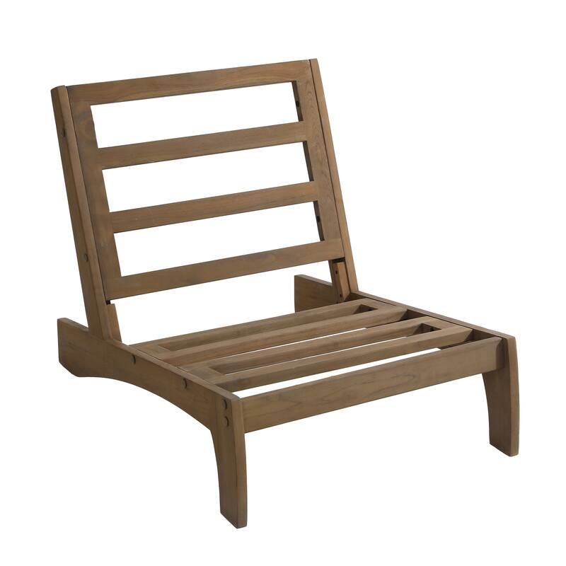 Set of 2 Patio Teak Wood Outdoor Club Chair with Cushions