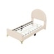 preview thumbnail 41 of 52, Twin/Full Size Velvet Bed Frame with Classic Semi-circle Shaped Headboard, Upholstered Platform Bed w/ Metal Legs for Kids Teens