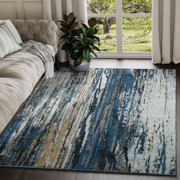 Shop Contemporary Laguna Yellow Abstract Indoor Rug On Sale