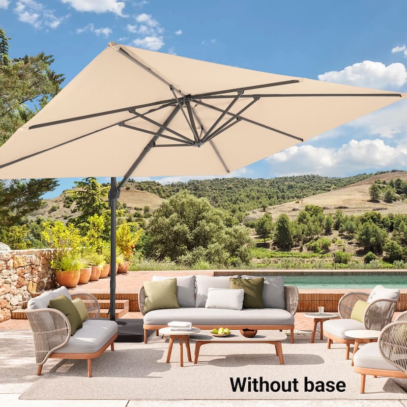 BONOSUKI Outdoor 11.5x9FT Cantilever Patio Umbrella with 360 Rotation - Beige