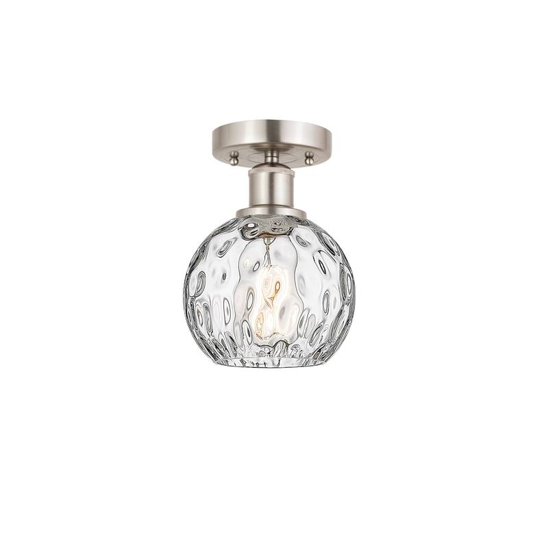 Innovations Lighting 616-1F-11-6 Athens Semi-Flush Athens 6" Wide - Brushed Satin Nickel / Clear Water Glass