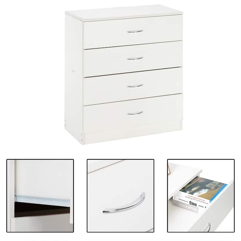 White OR Black 4-drawer Dresser Nightstand