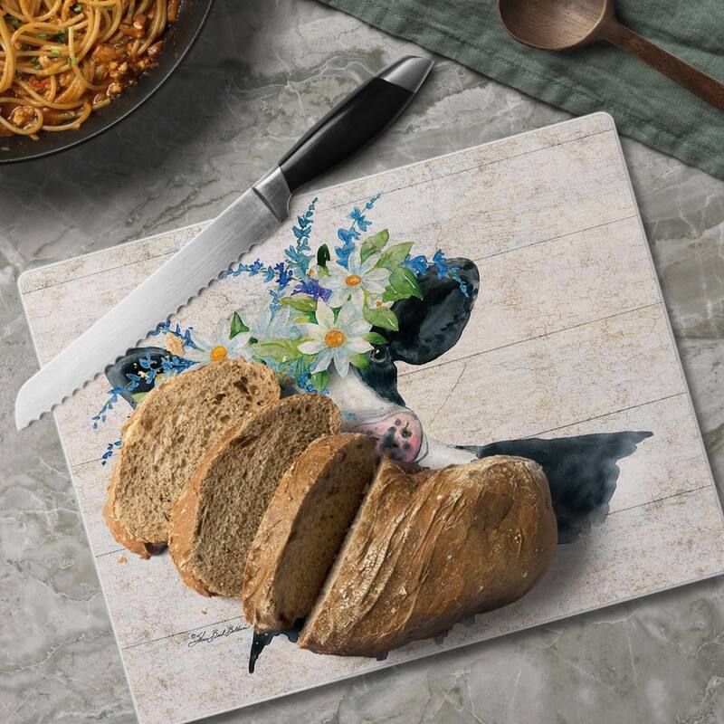 Spring Cow 3mm Heat Tolerant Tempered Glass Cutting Board 10” x 8” Manufactured in the USA Dishwasher Safe - Multi